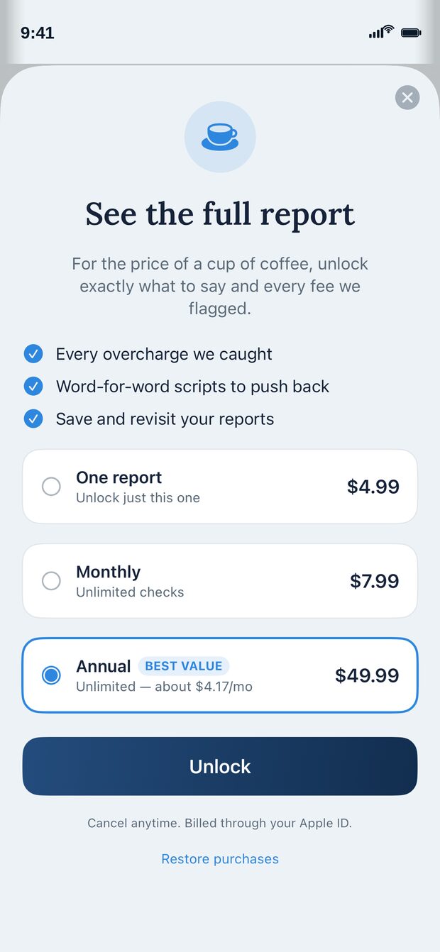 A fair-price range for the work